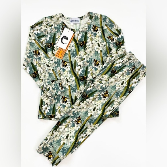 🇨🇦 Little Eyes Hyacinth Bees Bamboo Kids Two-Piece Set - Picture 3 of 4